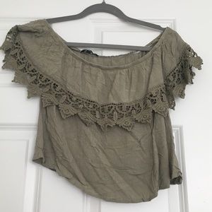 Off the Shoulder Crochet Lace Crop Top